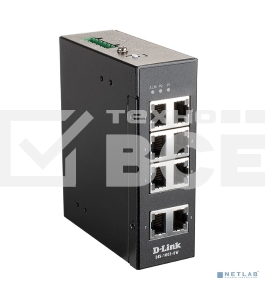 Коммутатор D-Link DIS-100E-8W/A1A, L2 Unmanaged Industrial Switch with 8 10/100Base-TX ports.1K Mac address, 802.3x Flow Control, Stand-alone, Auto MDI/MDI-X for each port, D-link Green technology, Metal case,
