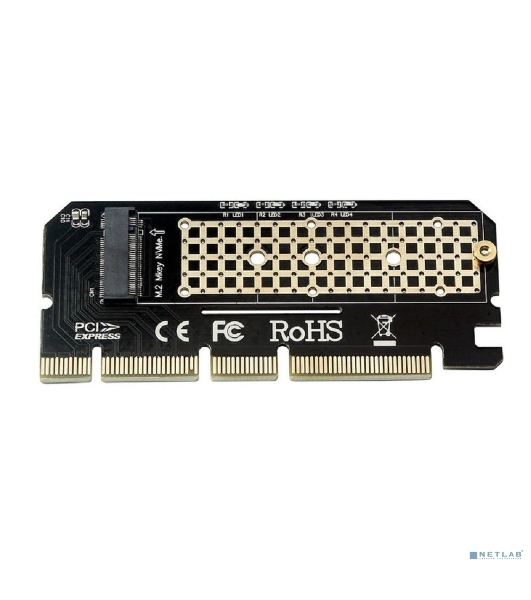 Переходник ORIENT C299E PCI-E 16x->M.2 M-key NVMe SSD, тип 2230/2242/2260/2280 (30899)