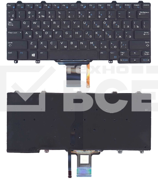 Клавиатура для ноутбука Dell E5250 E7250 черная с подсветкой