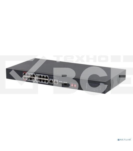 Неуправляемый 16-портовый коммутатор DAHUA DH-S3218-16ET-135 с РоЕ, 16xRJ45 100Mb, 2хКомбо SFP/RJ45 1Gb uplink, суммарно до 135Вт, коммутация 7.2 Гбит/с, MAC-таблица 8К