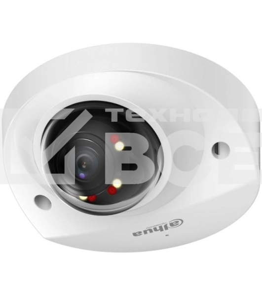 Уличная мини-купольная IP-видеокамера SmartDualLight DAHUA DH-IPC-HDBW2249FP-AS-IL-0280B 2Мп, 1/2.8” CMOS, объектив 2.8мм, видеоаналитика, микрофон, ИК 30м, LED 30м, IP67, IK10, металл