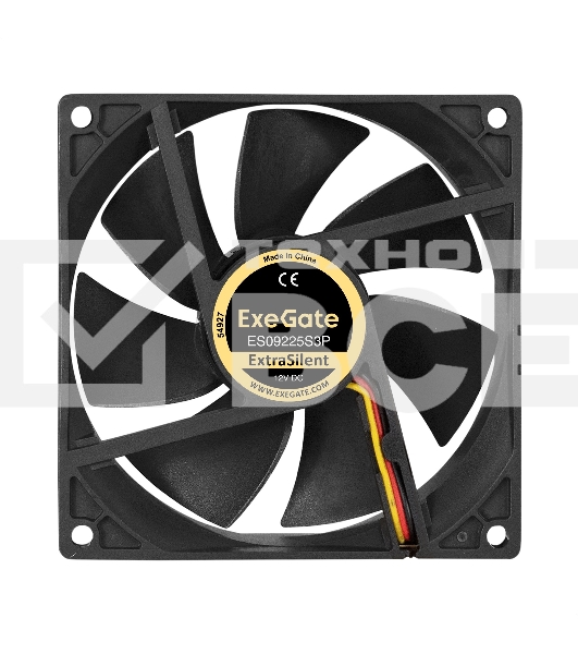 Вентилятор 12В DC ExeGate ExtraSilent ES09225S3P (92x92x25 мм, Sleeve bearing (подшипник скольжения), 3pin, 2000RPM, 25dBA)