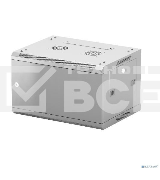 Шкаф телекоммуникационный настенный NEOMAX 6U (600х350), металлическая дверь, замок-ключ (3 шт), разборный, цвет серый (1 коробка) NCB-WM6U-6035MK3-100-GY