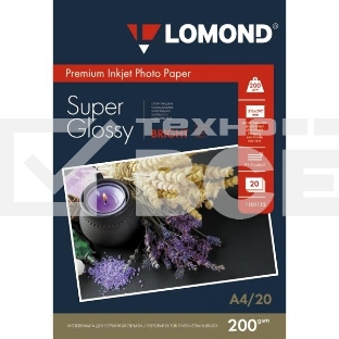 Фотобумага Lomond 1101112 A4/200г/м2/20л./белый высокоглянцевое для струйной печати