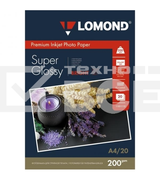 Фотобумага Lomond 1101112 A4/200г/м2/20л./белый высокоглянцевое для струйной печати