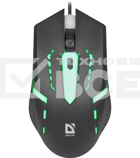 Мышь проводная Defender Hit MB-601 черный, 1200 dpi, USB, кнопки - 4