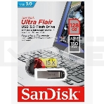 Флеш диск Sandisk 128Gb Cruzer Ultra Flair SDCZ73-128G-G46 USB3.0 серебристый/черный, фото5