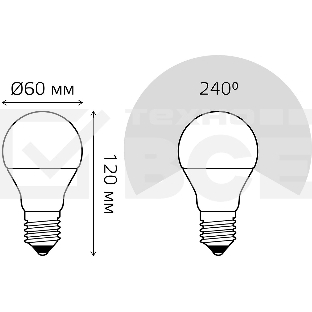 Лампа светодиодная Gauss Elementary 12Вт цок.: E27 груша 220B 6500K св. свеч. бел. хол. A60 (упак.: 10 шт) (23232)