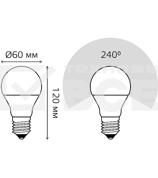 Лампа светодиодная Gauss Elementary 12Вт цок.: E27 груша 220B 6500K св. свеч. бел. хол. A60 (упак.: 10 шт) (23232)
