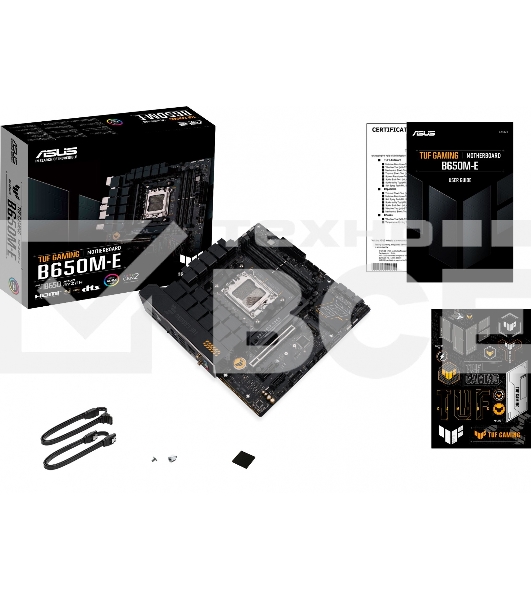 Материнская плата ASUS TUF GAMING B650M-E, AM5, AMD B650, 4xDDR5, 4xSATA, 2xM.2, 1xPCIe 4.0 x16, 2xPCIe x1, 2xDP, 1xHDMI, 1x 2.5Gb LAN, 1xUSB-A 3.2 Gen 2, 2xUSB-A 3.2 Gen 1, 4xUSB 2.0, 1xUSB-C 3.2 Gen 2, 3x3.5 мм, 7.1, mATX