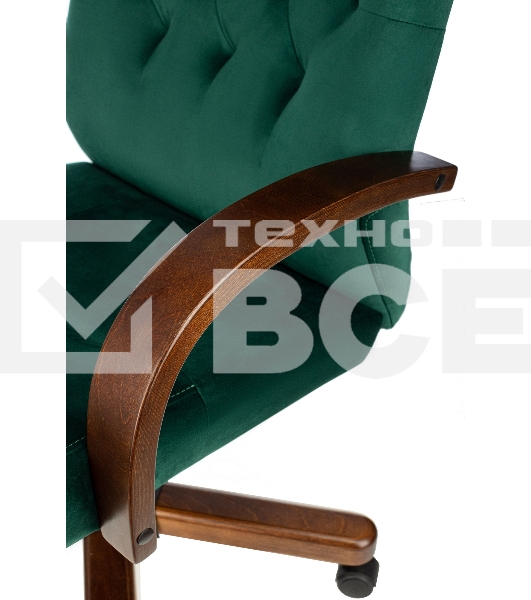 Кресло руководителя Бюрократ T-9928WALNUT Fabric Italia Green зеленый, крестов. металл/дерево