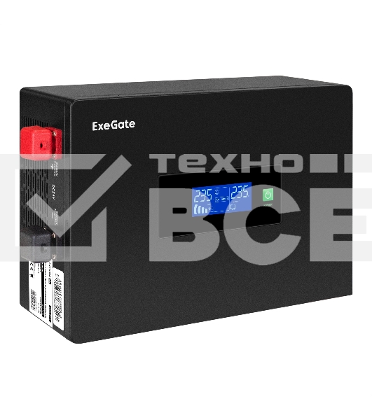 Источник бесперебойного питания (инвертор, синус, для котла, PF=1, настенный) ExeGate IdealSine SR-1500.LCD.2SH  1500VA/1500W, чистая синусоида, цветной LCD-дисплей, 2*Schuko, настенный, черный