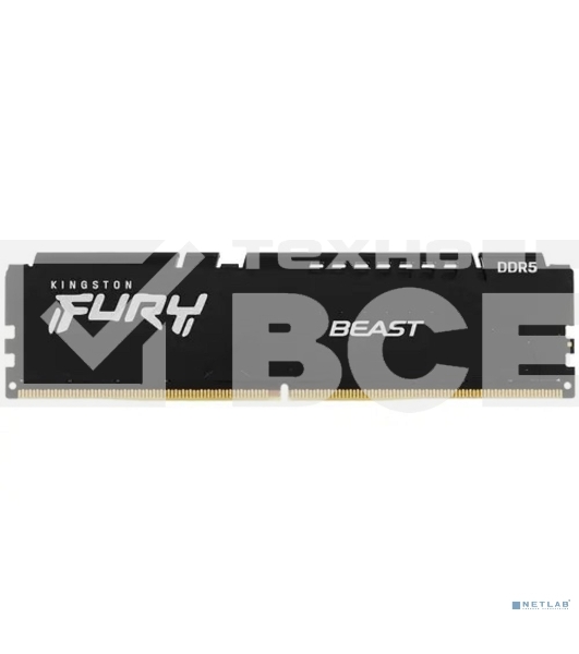 Оперативная память Kingston Fury Beast, DDR5, 32GB (1x32GB), 5200MHz, CL40, радиатор, чёрный