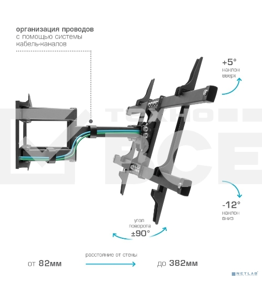 Кронштейн для телевизора Kromax CORBEL-8, 32'-75', макс. 55кг, настенный, серый