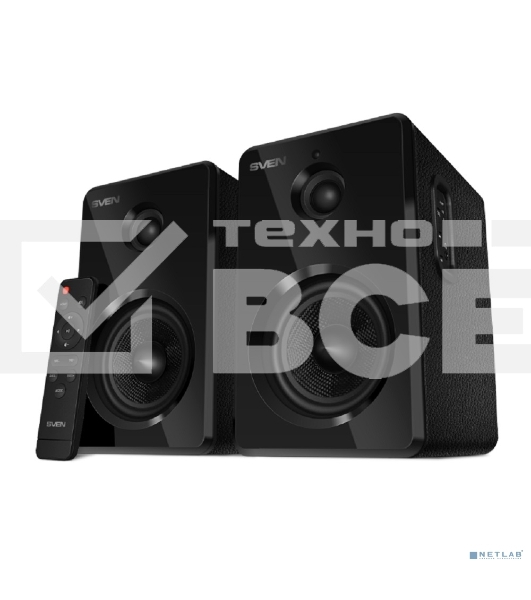 Акустическая система SVEN SPS-730 2.0 черные (2x25Вт, экокожа, USB/SD, пульт ДУ, Bluetooth)