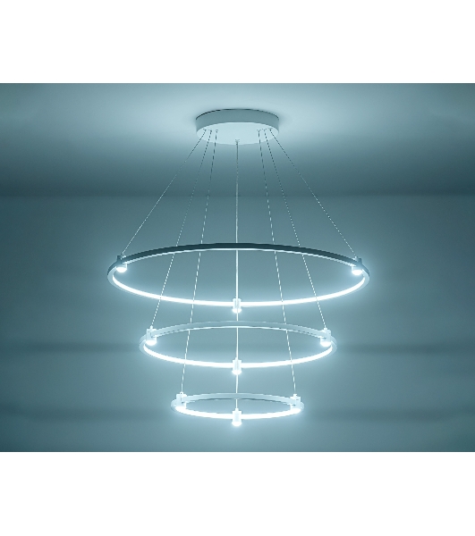 Подвесной светодиодный светильник Ambrella light FL5511/3+9 WH белый 90W 3000K/4200K/6400K D800/600/400*1300 (без ПДУ)