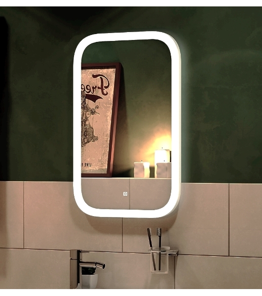 Зеркало Bau Stil 40х70, сенсорная LED подсветка, пластиковый защитный корпус