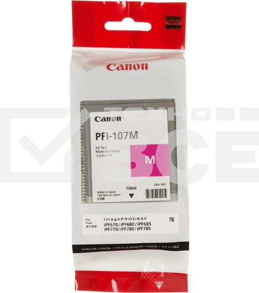 Картридж струйный Canon PFI-107M (6707B001) пурпурный (130 мл) для Canon iP F680/685/780/785
