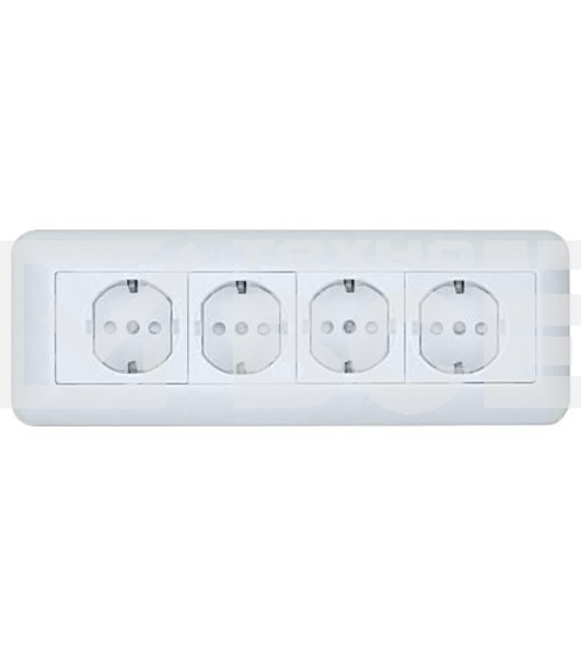 Розетка WESSEN RA16-411M-BIПрима Бел 4-я с/з с з/ш 16А наружная в сборе с монт.пласт.