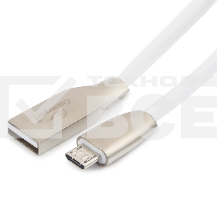 Кабель USB 2.0 Cablexpert CC-G-mUSB01W-3M, AM/microB, серия Gold, длина 3м, белый, блистер