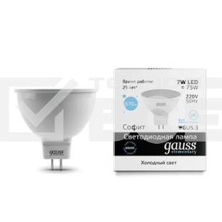 Лампа светодиодная LED 7Вт GU5.3 220В 6500К Elementary MR16 13537 Gauss