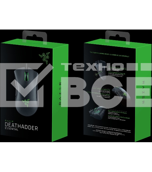 Мышь проводная Razer DeathAdder Essential черный, 6400 dpi, USB, кнопки - 5