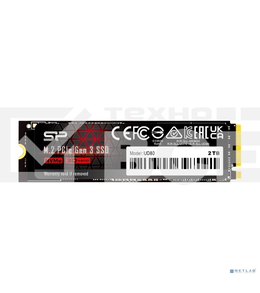 Накопитель SSD Silicon Power UD80, 1Tb, PCIe 3.0 x4, M.2 2280, NVMe, R/W 3400/3000