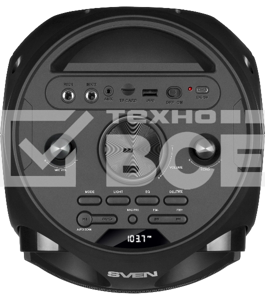 Колонка АС Sven PS-750, черный (80 Вт, TWS, Bluetooth, FM, USB, microSD, LED-дисплей, 2х4400мА*ч)