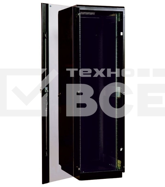 Шкаф телекоммуникационный напольный 42U (600x600) дверь стекло, черный (ШТК-М-42.6.6-1ААА-9005) (3 коробки)