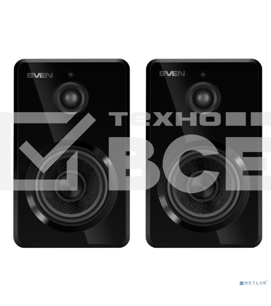 Акустическая система SVEN SPS-730 2.0 черные (2x25Вт, экокожа, USB/SD, пульт ДУ, Bluetooth)