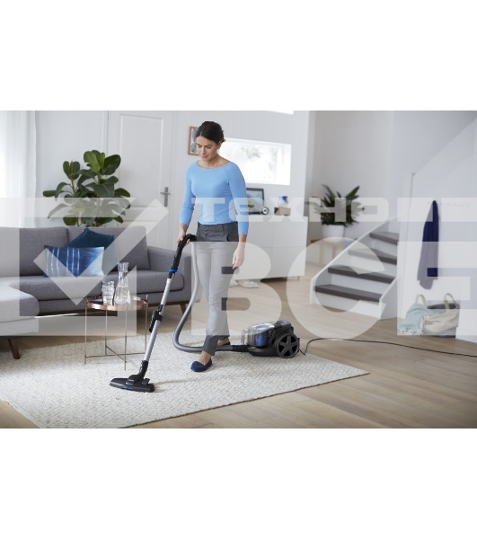 Пылесос Philips PowerPro Compact FC9350/01 черный/синий, 360/1800 Вт, уборка сухая, пылесборник контейнер, 1.5 л