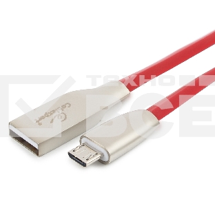 Кабель USB 2.0 Cablexpert CC-G-mUSB01R-1M, AM/microB, серия Gold, длина 1м, красный, блистер