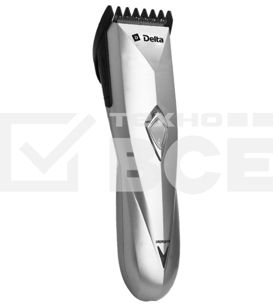 Машинка для стрижки Delta DL-4035А серебристый (серебристый, 2 Вт, аккум. батарея 1,2 В, регулировка длины срезаемых волос, ножи из нержавеющей стали, время работы при заряженной батарее 30 мин., в комплекте: расческа, ножницы, масленка, щетка для чистки)