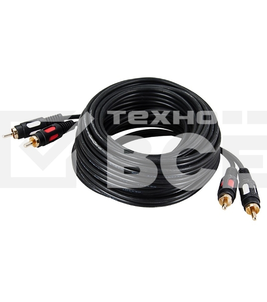 Шнур 2 RCA - 2 RCA, длина 3 метра, черный (GOLD) Rexant