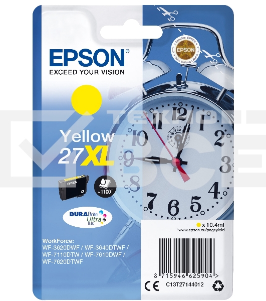 Картридж струйный Epson 27XL T2714 (C13T27144022/C13T27144020) желтый, 10,4 мл. (1100 стр.), для WF7110/7610/7620