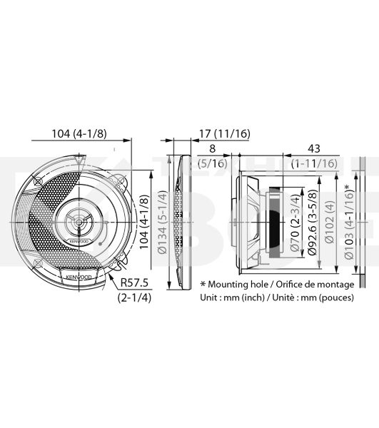 Колонки автомобильные Kenwood KFC-S1066 220Вт