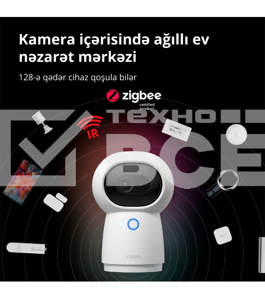 Камера AQARA Camera Hub G3/Камера+ управления/Управление жестами/Камера 360/2K 2304х1296p/Протокол связи:Zigbee/WiFi/Питание:USB-C/ Цвет белый CH-H03