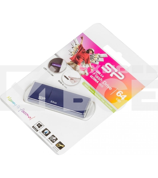 Флешка USB 64Gb, Silicon Power Ultima U05, USB 2.0, синий