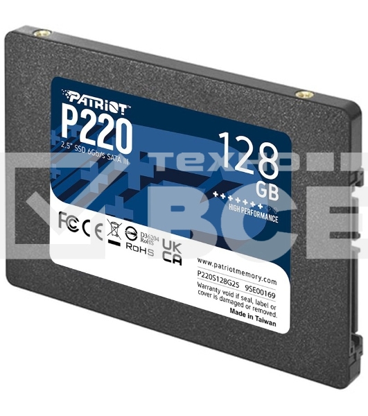 Накопитель SSD Patriot P220, 128GB, SATA III, 2.5