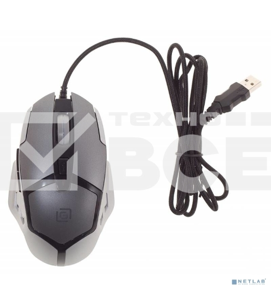 Мышь проводная Oklick 915G HELLWISH V2 черный/серебристый, 2400 dpi, USB, кнопки - 6