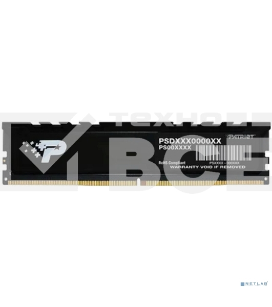 Оперативная память Patriot Signature Premium, DDR5, 16GB (1x16 GB), 5200 MHz, CL42, радиатор, черный