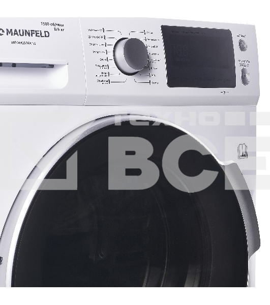 Стирально-сушильная машина Maunfeld MFWM1586WHS белая, загрузка фронтальная 8 кг, 1200об/мин, класс А
