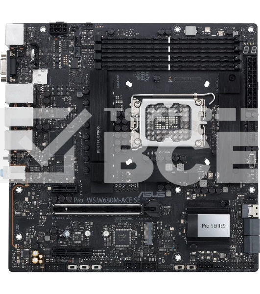 Материнская плата Asus PRO WS W680M-ACE SE, LGA1700, Intel W680, 4xDDR5, 8xSATA, 2xM.2, 1xPCIe 5.0 x16, 1xPCIe 3.0 x4, 1xPCIe 3.0 x1, 1xDP, 1xHDMI, 1xVGA, 3x2.5Gb LAN, 1xUSB-C 10Gbps, 1xUSB-A 10Gbps, 4xUSB-A 5Gbps, 3x3.5 мм, 7.1, mATX
