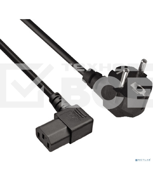 Кабель питания ExeGate OfficePC PC-1,8 450W (Евровилка Schuko ->C13 угловой, черный, 1.8м)
