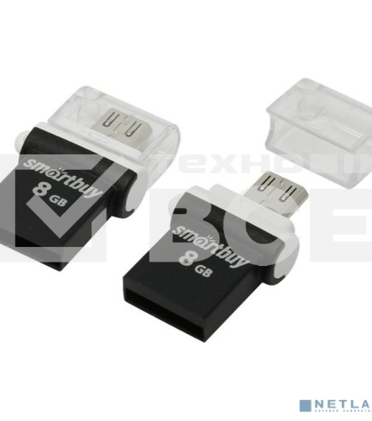 Флешка USB Smartbuy 2.0 8 Gb Smartbuy OTG POKO series черный