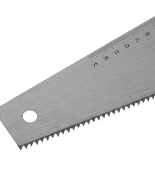 Ножовка по дереву Sparta 450 мм, 7-8 ТРI, каленый зуб, линейка, деревянная рукоятка