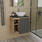 Тумба Bau Dream Blackwood 60 правая, графит, раковина BAU Crystal 40х40, смеситель для раковины высокий Hotel Still, нержавеющая сталь, фото5