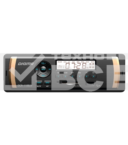 Автомагнитола Digma DCR-110B24 1DIN 4x45Вт