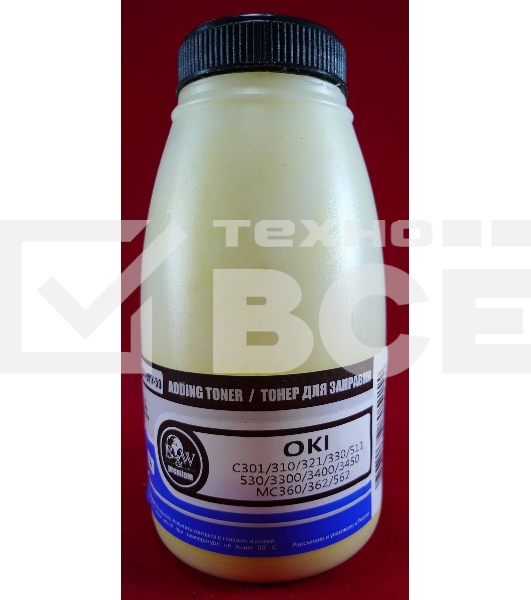 Тонер OKI C301/C321/C310/C330/C331/C510/C511/C530/C531/C3300/C3400/C3450/C3520/C3530/C3600/C5600/C5700/MC350/MC351/MC352/MC360/MC361/MC362/MC561/MC562 Yellow (фл., 50г) B&W Premium (Tomoegawa) - фас.России