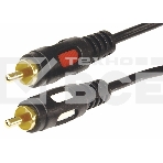 Шнур 2 RCA - 2 RCA, длина 1,5 метра, черный (GOLD) Rexant, фото 1